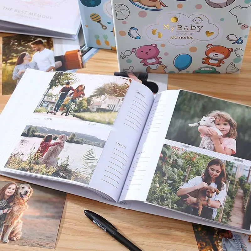6-inch Photo Album Baby Growth Record Photo Collection Writable 200pcs Photos Album Large Capacity Paper Core Bag Souvenir Album