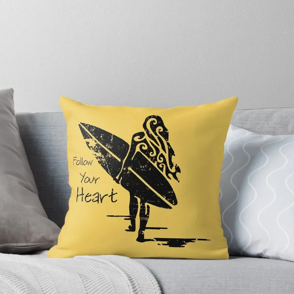 Follow your heart, surfing girl Throw Pillow Sofa Cover christmas supplies Sofa Cushions Cover pillow