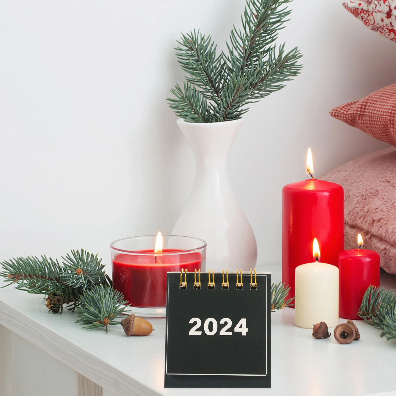 صغير 2024 أجندة مكتبية /رزنامة مكتبية الوردي دوامة ملزمة صفحات سميكة مكتب ديكور المنزل جدول مخطط St سطح المكتب #6