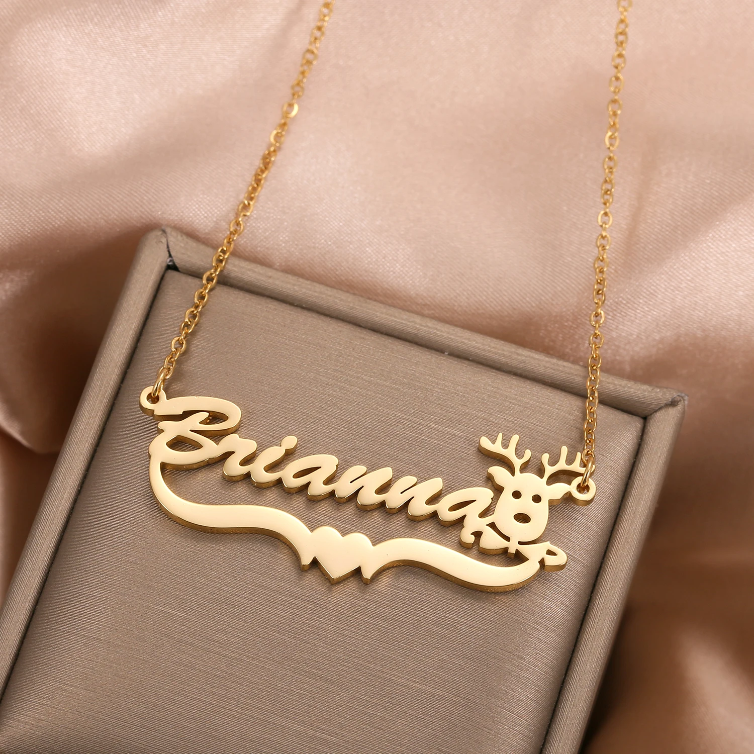 اسم مخصص قلادة جديدة 18K مطلية بالذهب الفولاذ المقاوم للصدأ الرنة القلب تصميم شخصية عيد الميلاد مجوهرات هدية للنساء #2