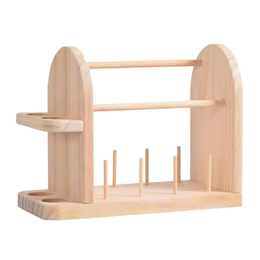 

Wooden Thread Spool Holder Dual Axis Rotating Weaving Wool Ball Winder Space-saving Multifunctional Sewing Thread Storage Rack