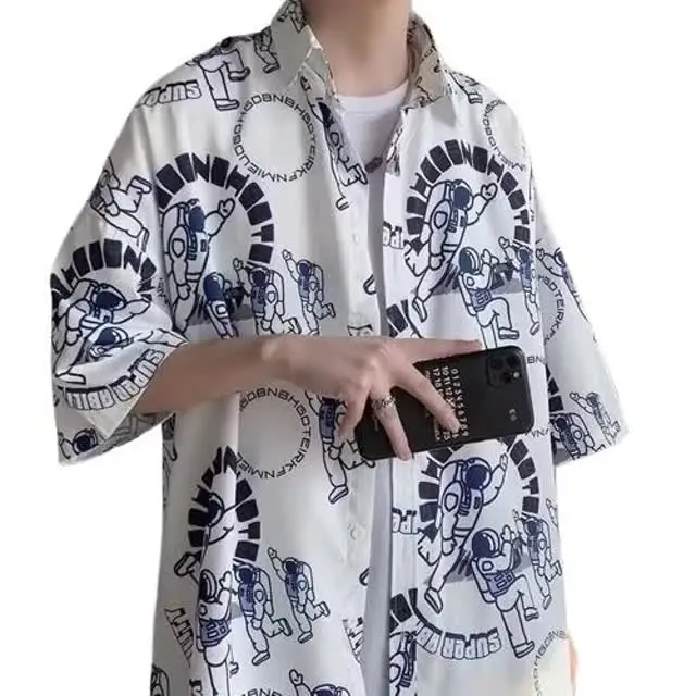 

Harem Sle Ice Silk irt Men's ort Sve Thin Summer Large Size Casual Loose Fit Polyester Fiber Student Faion Artistic