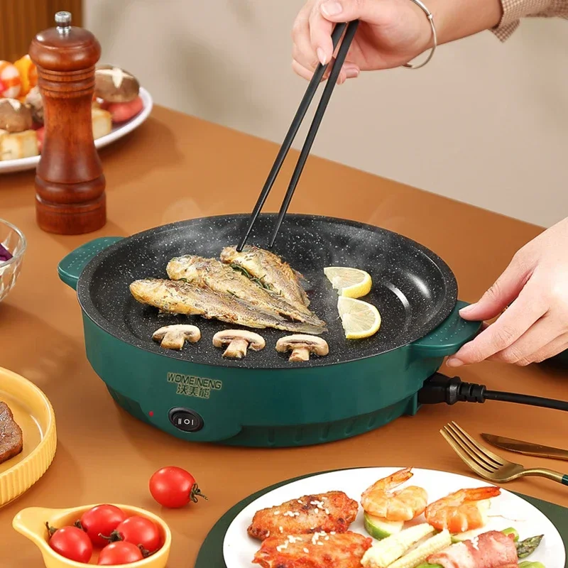 Elektryczny MultiCooker patelnia elektryczna 220V Househould grill smażony stek rybny omlet patelnia Non-stick urządzenie do gotowania