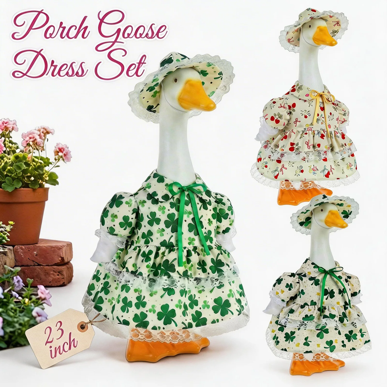 Spring Porch Goose Outfit Summer Outdoor Yard Lawn Goose Costume Yard Goose Clothes Skirt Statue Costume Patio Garden Decoration