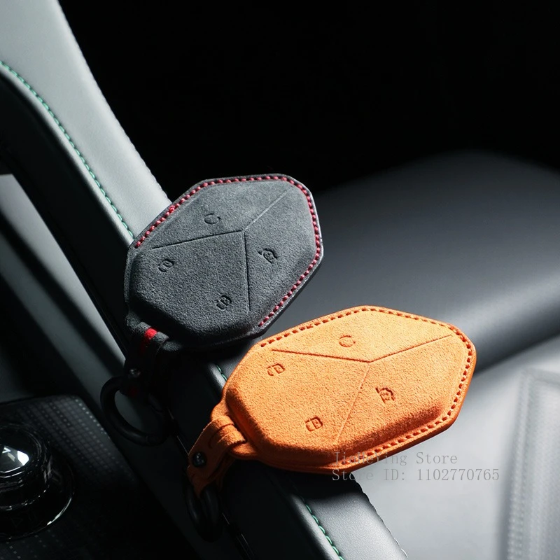 For Equation Leopard 5 Alcantara Key Case Cover Suede Key Protection Shell Bag Keychain Dedicated Accessories