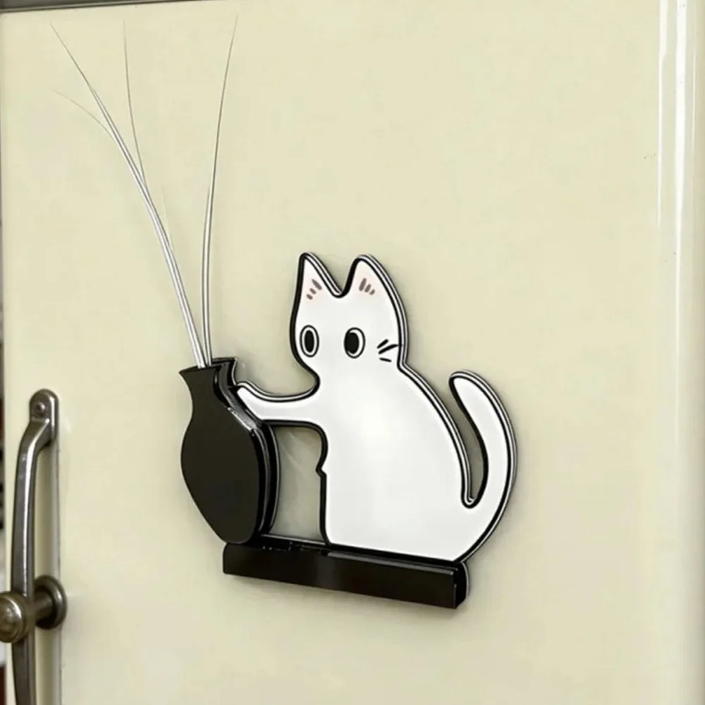 Cartoon Cat Hair Storage Box Kitten Theme Moisture Proof Kitten Pushing Vase Magnetic Dust-proof Novelty