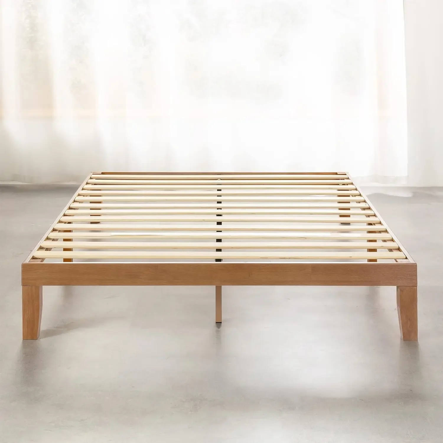 Classic 12 Inch Solid Wood Platform Bed with Wooden Slats, No Box Spring Needed, Easy Assembly, Queen, Multiple Colors