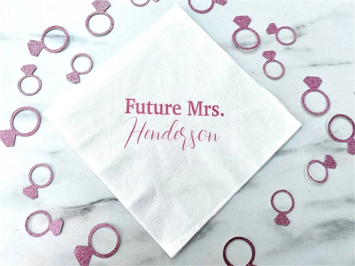 

50 PCS Personalized Bridal Shower Napkins, Future Mrs., Bachelorette Party Napkins, Hen Party, Bridal Shower Decor, Engagement P