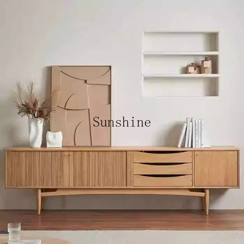 Wabi-sabi wind, TV rolling shutter door dining side cabinet Nordic modern simple small apartment living room savings