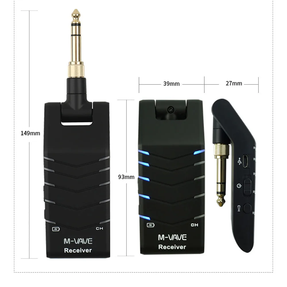 M-VAVE 2.4G Guitar Wireless Transmitter Receiver Built-in Battery Wireless Guitar System for Guitar Bass stereo Stage Audio