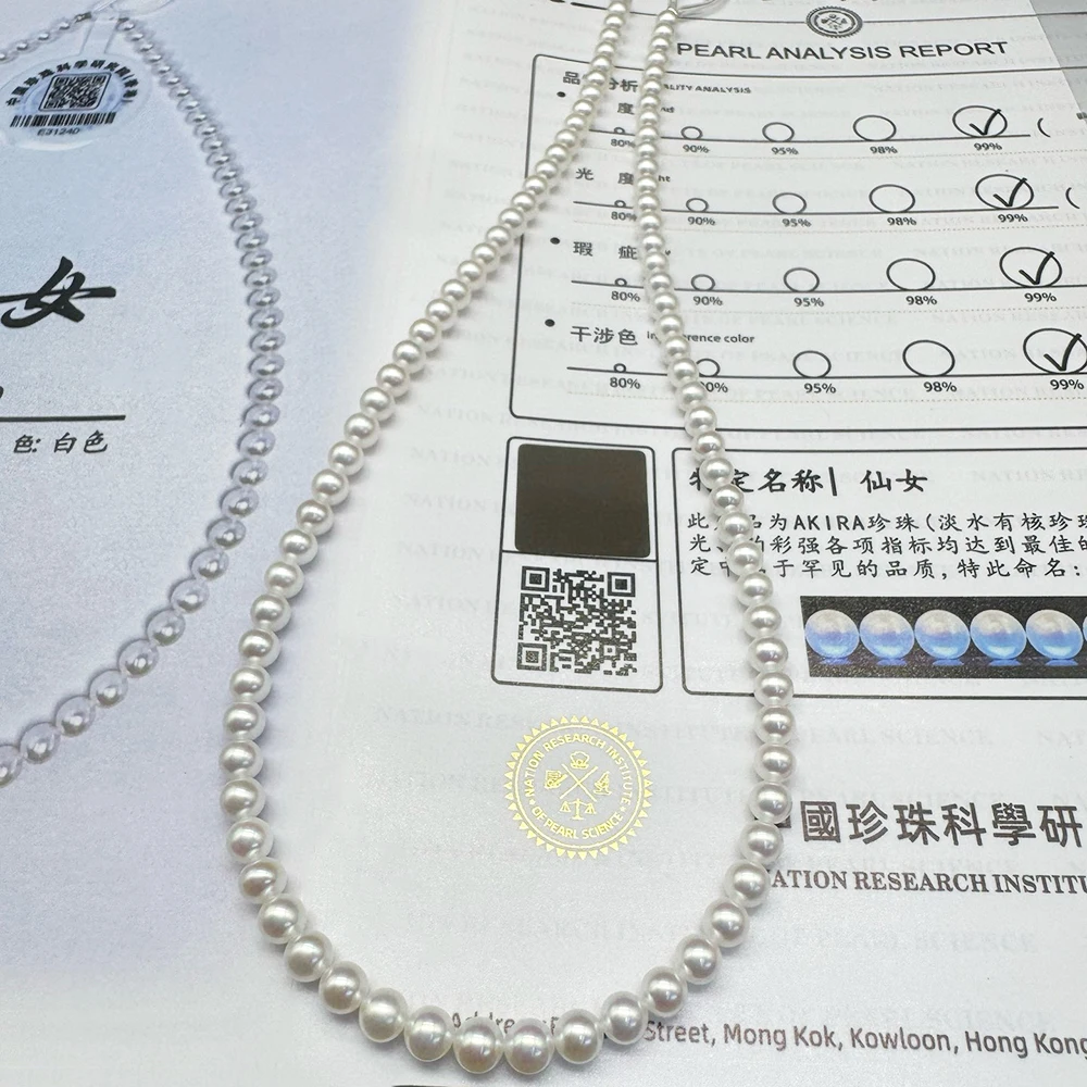 New Arrival Quality 4-5mm Aurora Baby Pearl Fairy Necklace with Exceptional Luster Perfectly Round Real Pearls and Certificate