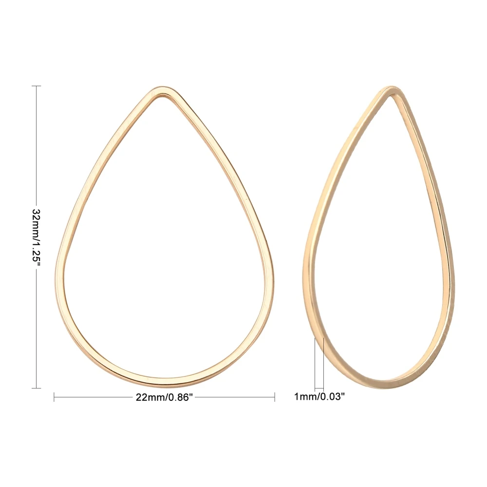 Brass Linking Rings Teardrop Light Gold