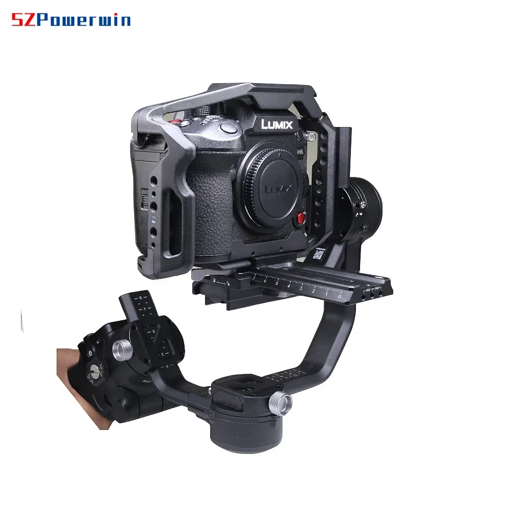 Powerwin for Panasonic GH7 GH6 Camera Cage Kit Stabilizer Rig Protective Frame Gimbal Arri Locating Screw Wooden Handle