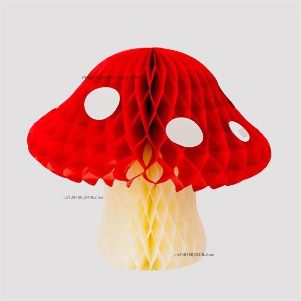 20/30CM Red Mushroom Paper Honeycomb Lantern Hanging Ornaments for Kids Woodland Mushroom Birthday Party Decoration Gifts