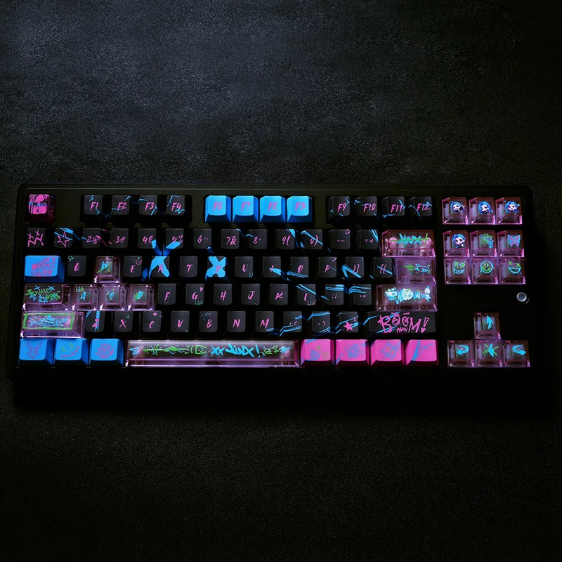 Jinx Anime Theme Keycaps Mechanical Keyboard Original Side Engraved PBT Gaming Keyboard Accessorie Collection Gift Keycaps