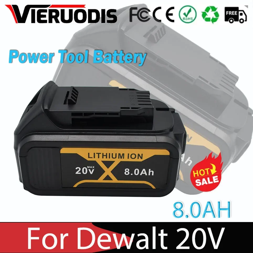 

for DeWalt 20V 8.0Ah rechargeable power tool battery,suitablefor DCB205 DCB204 2DCB200 charger with LED lithium-ion replacement