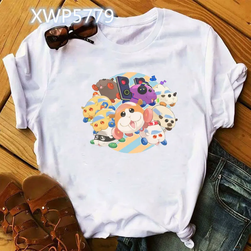 

Cute Pui Pui Molcar T Shirt Women Printed Kawaii Cartoon Graphic Summer Hamster T-shirt Casual Female Tshirt Streetwear Tops Tee