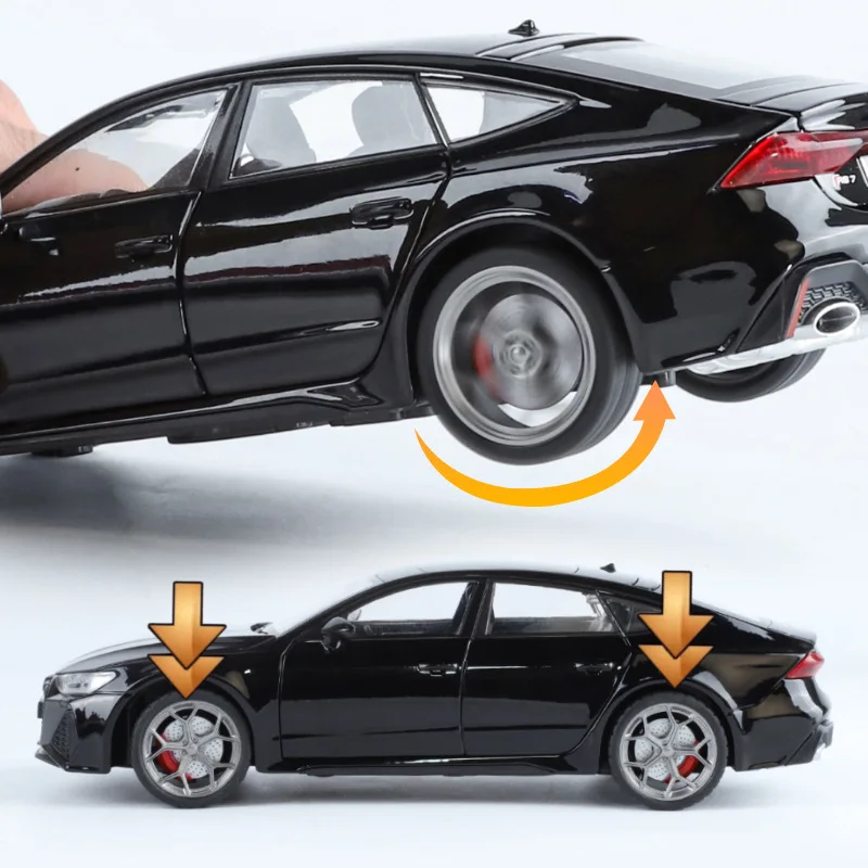 アウディ-rs7スポーツバックモデルコレクション,ミニチュア金属家具,家の装飾,男の子の車のおもちゃ,本物のライセンス,1:24,ダイキャスト,ギフト