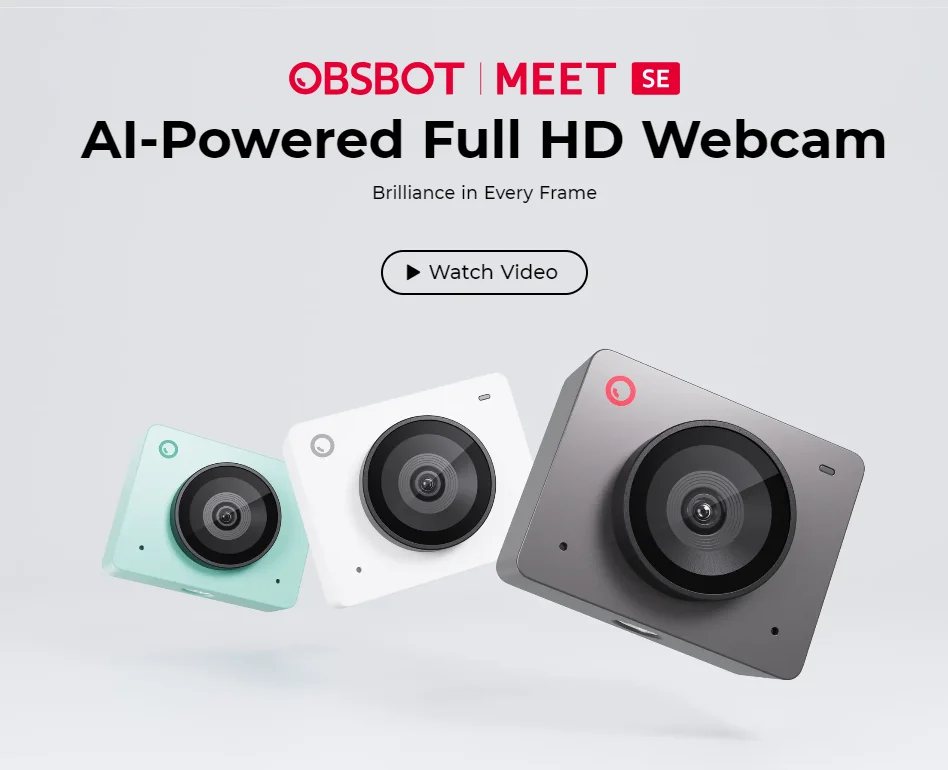 OBSBOT Meet SE 1080P 100FPS Webcam AI Framing Streaming Camera with 1/2.8