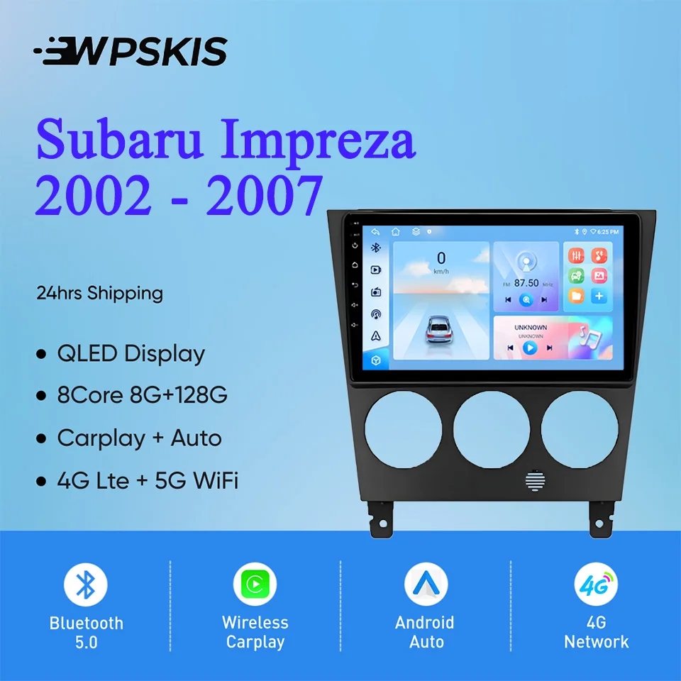 8G+128G Android 14 For Subaru Impreza 2002 2004 2006 2007 Car Autoradio Video Audio A/V Multimedia Player GPS Navi DVD Cassette