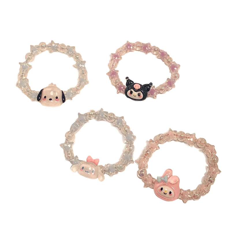 Cute Anime Sanrio Kuromi Cartoon Crystal Couple Bracelet Birthday Gift Jewelry Accessories Hair Ring Head Rope Girl Gift