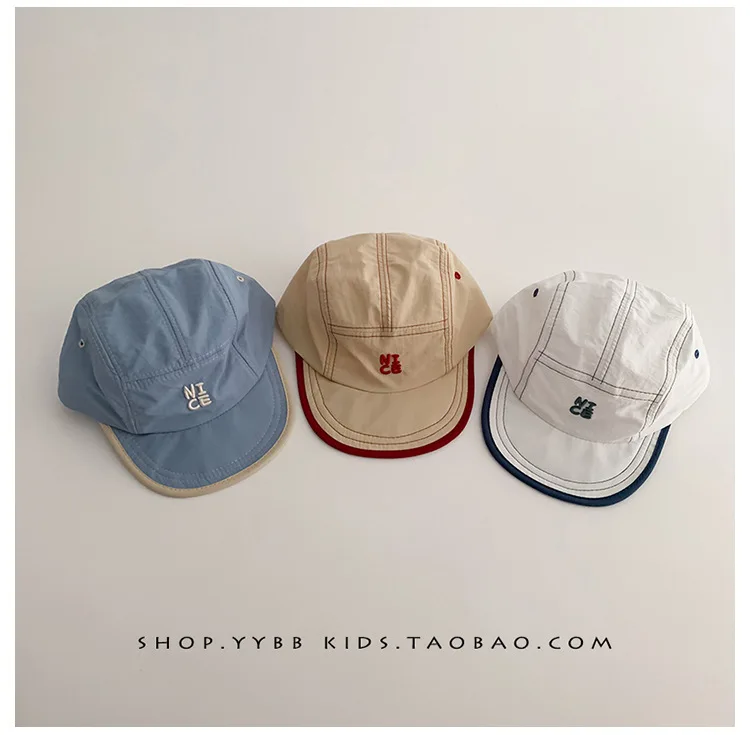 Summer Quick Dry Hat for Baby Letter Embroidery Baseball Cap Kids Boy Girl Adjustable Sunscreen Thin Sport Hats view 3