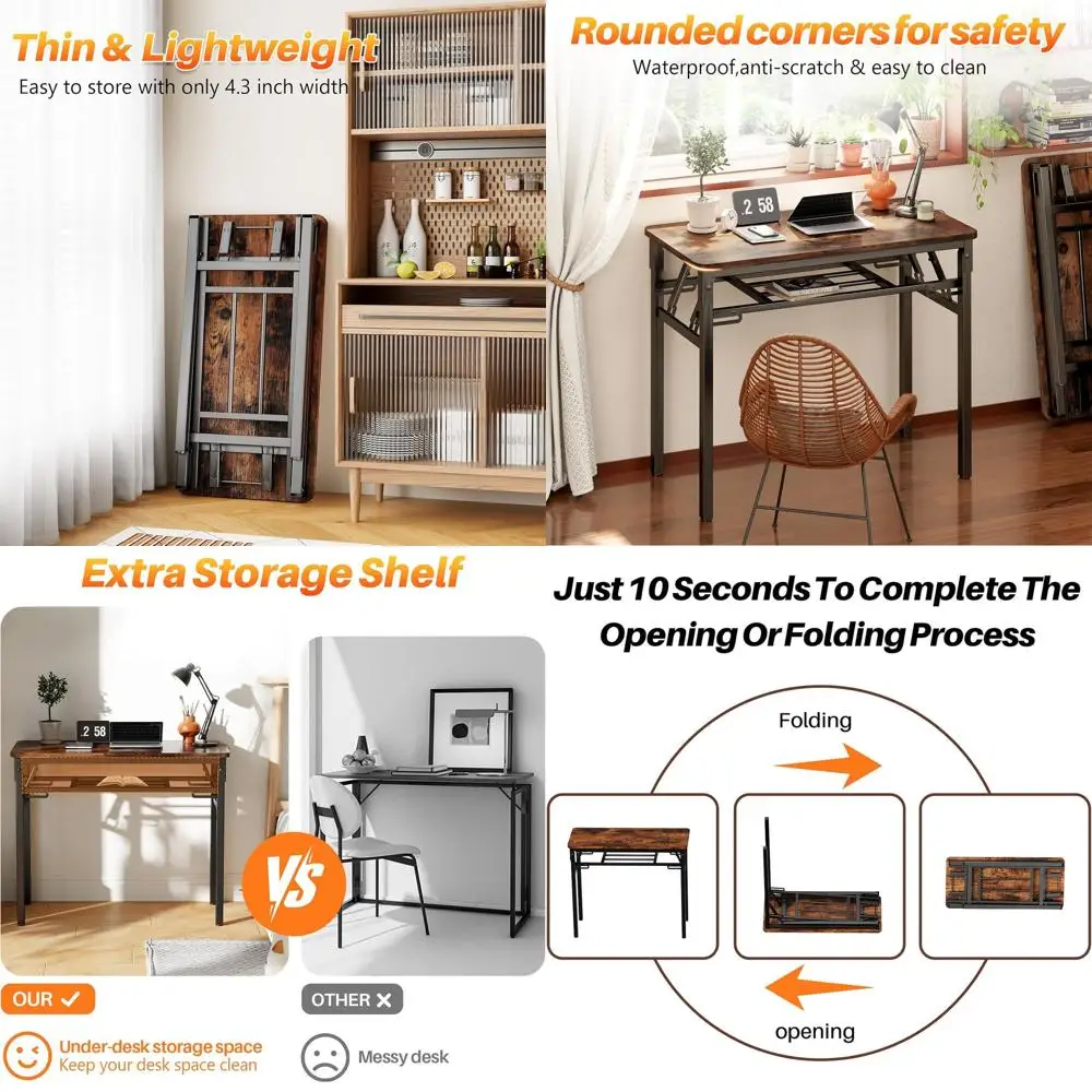39.4" Folding Desk,…