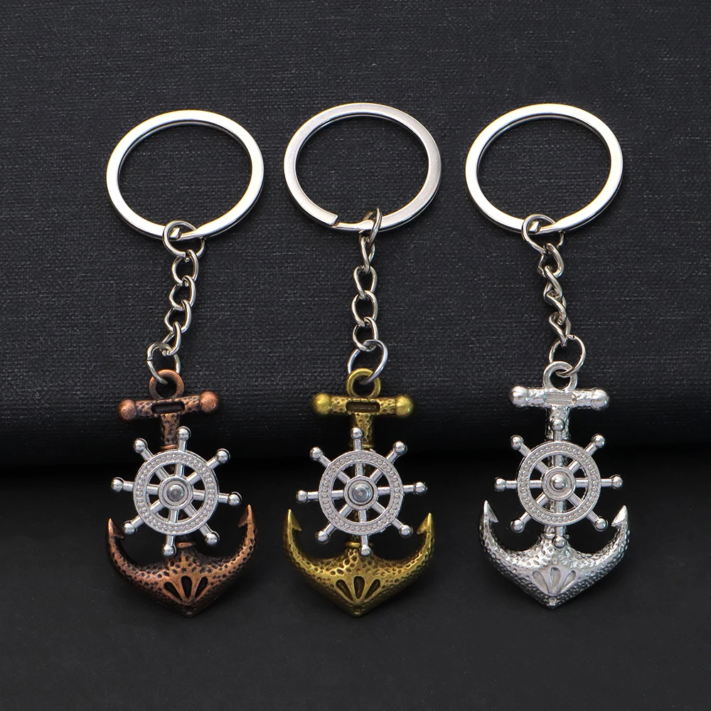 Retro Anchor Keychain Classics Pirate Ship Swivel Compass Pendant Keyring Men Bag Charm Car Key Holder Accessories Travel Gift