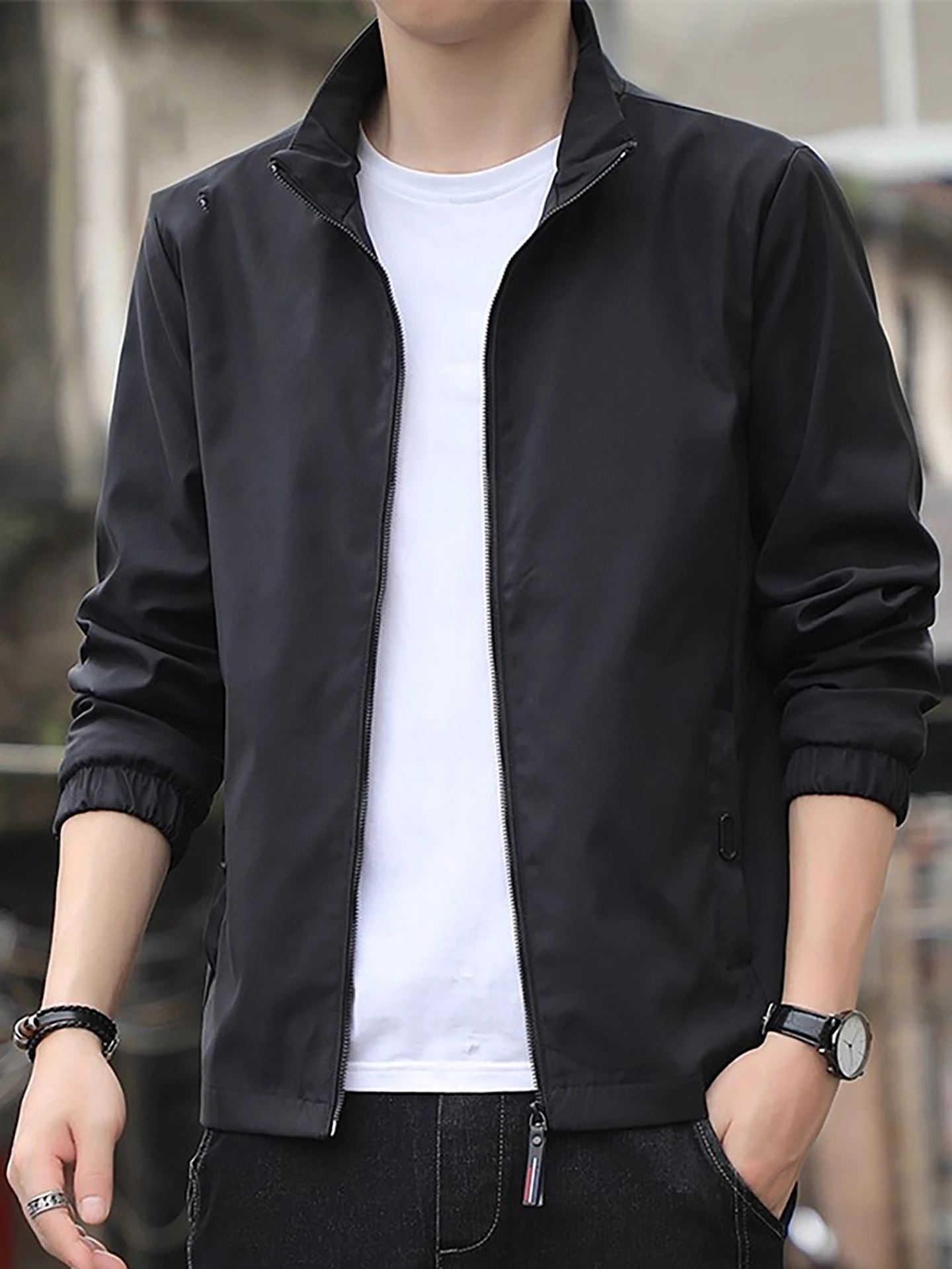 

Мужская куртка с капюшоном на подкладке Fce, повседневная ветровка с воротником-стойкой, весна-осень, новая уличная полиэфирная ткань