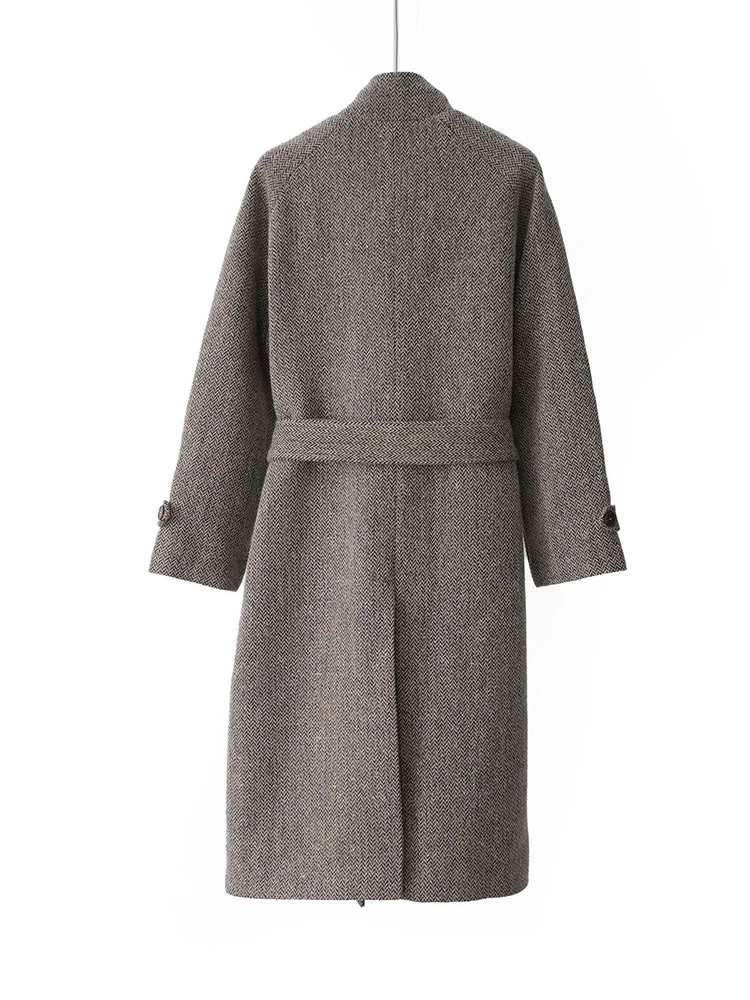 Wool herringbone corset coat, 2026 autumn/winter women's minimalist beaded shiny high-quality women's coat
