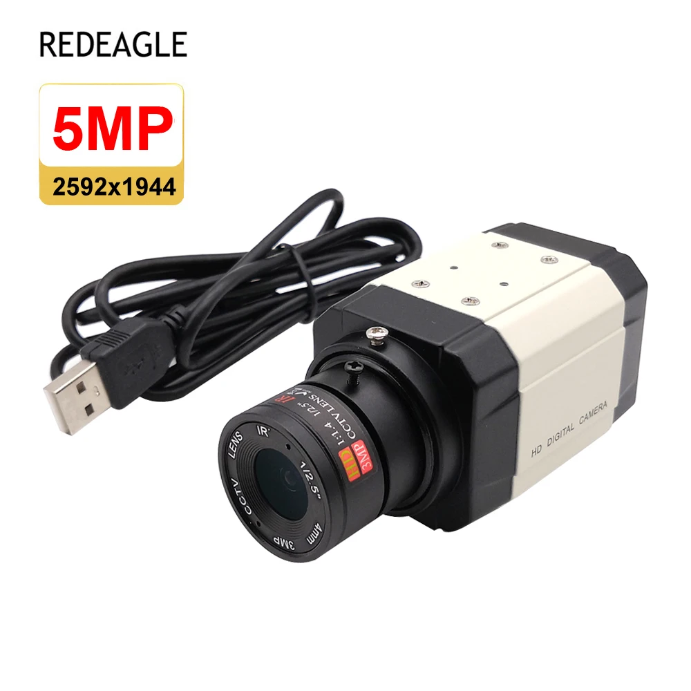 HD 4mm 6mm/2.8-12mm Varifocal Zoom Lens 5MP 30fps 2592×1944 MJPG High Speed UVC USB Webcam PC Video Camera