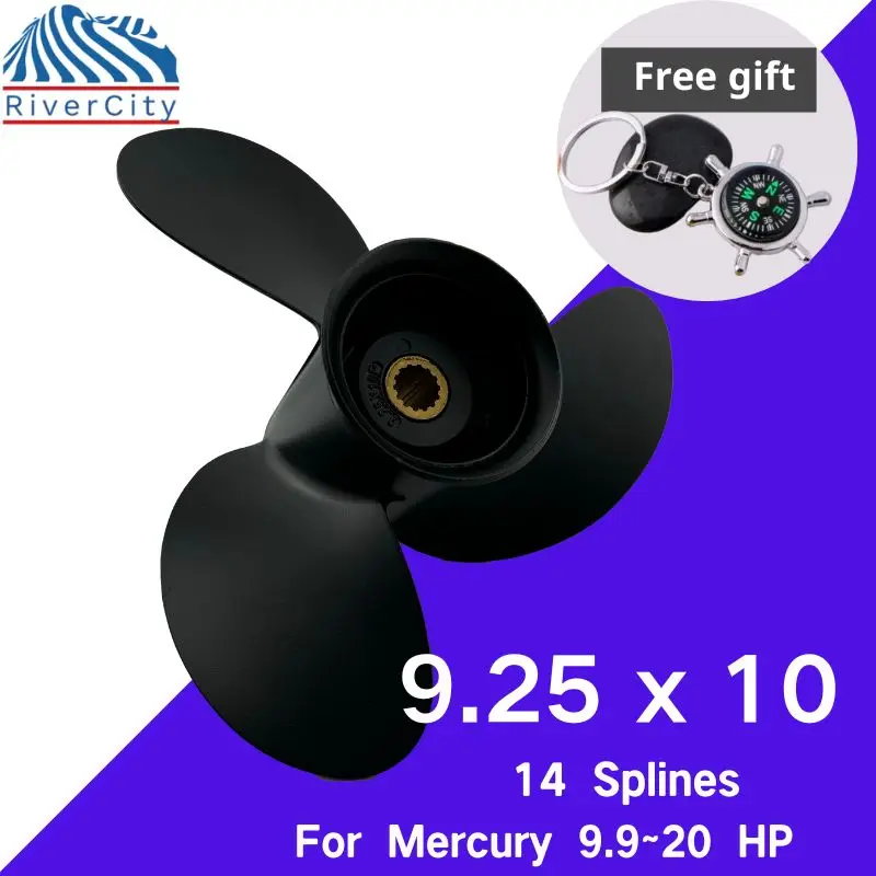 

9.25*10 Outboard Propeller For Mercury 9.9hp 15hp 20hp Boat Aluminum Alloy Screw 3 Blade 14 Spline Marine Engine Part