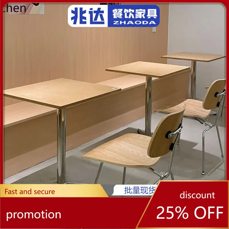 

LXC Minimalist Coffee Shop Dining Table and Chair Set Ocean Board Small Round Table Stainless Steel Commercial Furniture