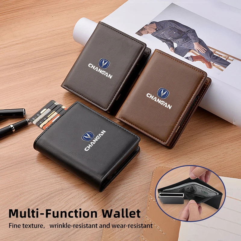 Car Men's Wallet Leather Pop-Up Card Holder Coin Purse Accessories For Changan CS75 CS35 CS15 CS95 RAETON CX70 CS55 EADO CX20 CS