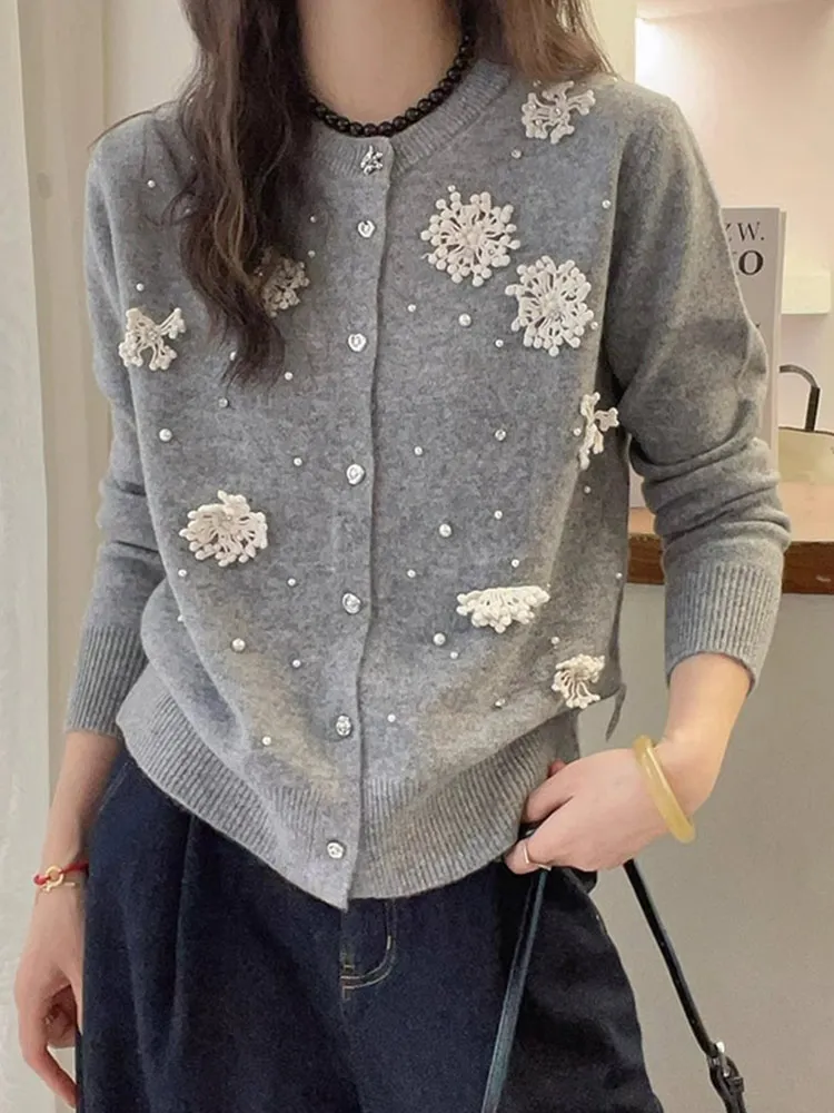 

Slim Fit Long Sve Knitted Woolen Coat Single Button Design round Ne Women's Outerwear Cardigan Faionable Commute Sle