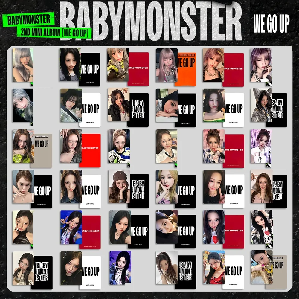 ألبوم KPOP BABYMONSTER الجديد WE GO UP بطاقات الصور مزدوجة الجانبين بطاقات LOMO اللامعة ASA AHYEON PHARITA RUKA RORA بطاقة بريدية هدية للمعجبين