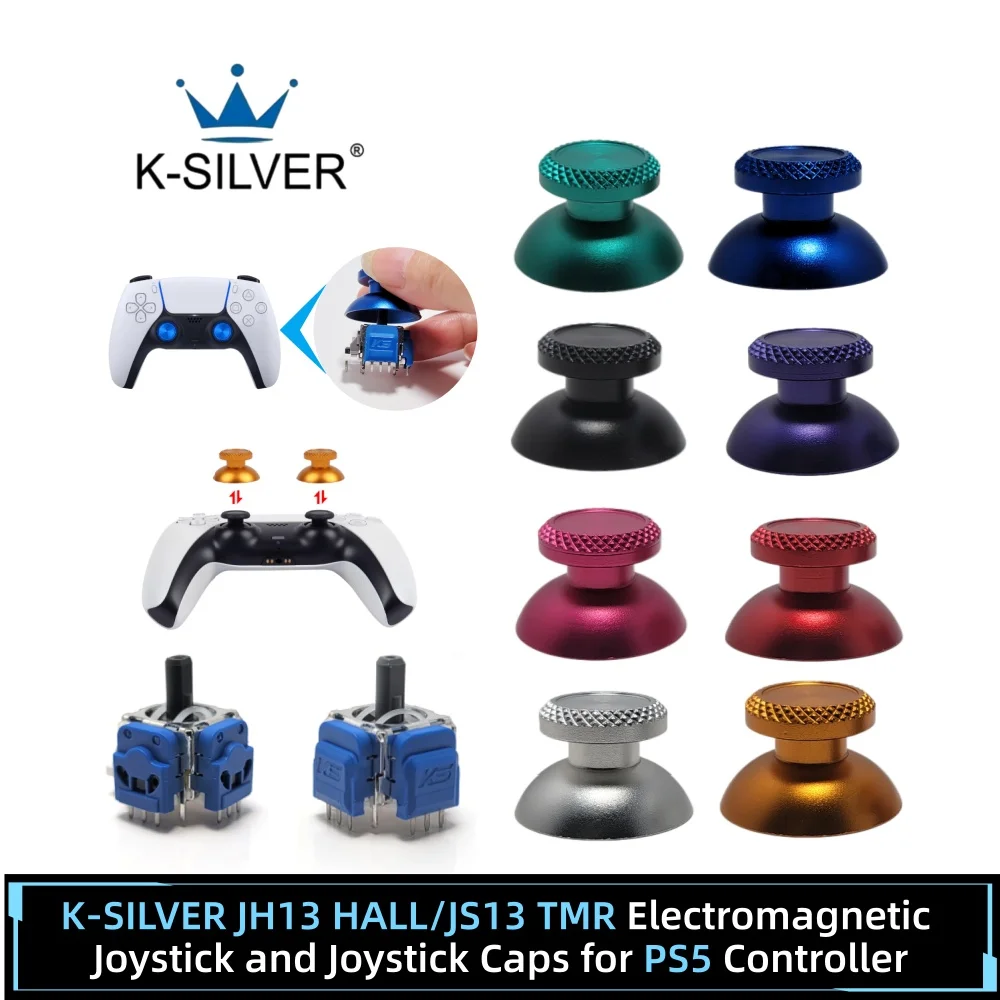 

K-SILVER TMR/HALL Joystick with Stick Cap for PS5 Game Controller Stick No-Drift Thumbstick 3D Analog Sensor repair parts