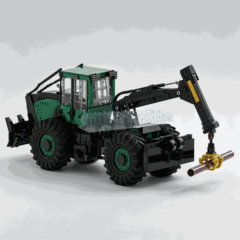 1579PCS Green Forest Log Skidder Engineering Vehicle Model Custom Building Blocks DIY Assembly Educational Desktop Display Gift