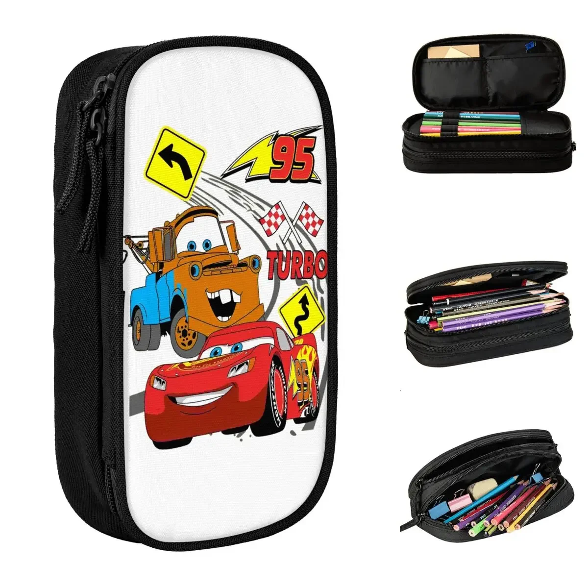 

Lightning Mcqueen Cars Pencil Case Cartoon 95 Pencilcases Pen Box for Student Big Capacity Bags Office Cosmetic Stationery