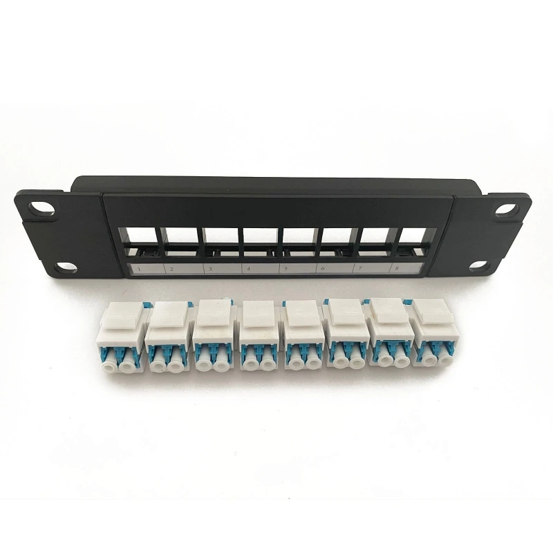 8 Port Optical Pass-Thru Patch Panel with Mounting Bracket for Keystone Dropship