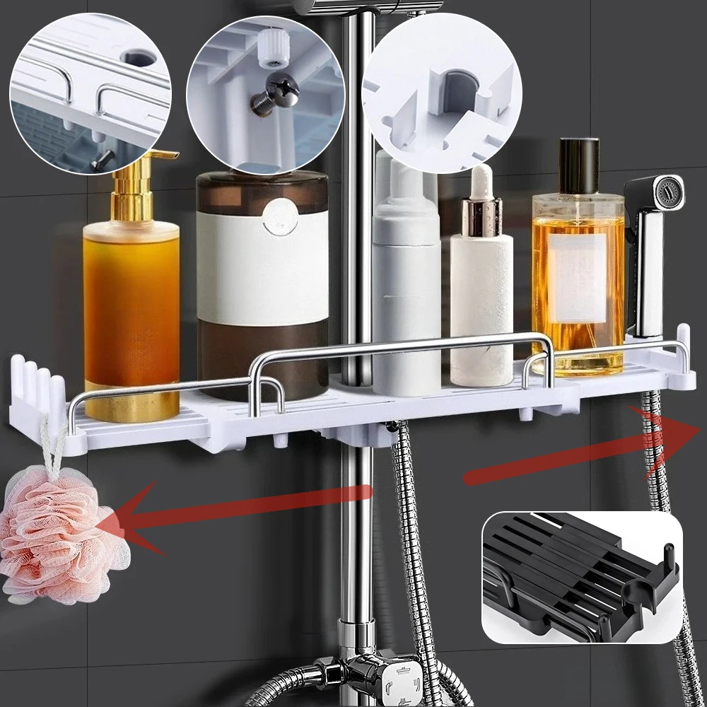Estante De ducha extensible sin perforaciones, estantes De drenaje para ducha, organizador De almacenamiento De Gel De ducha y champú, Estante De Baño, П≤ка
