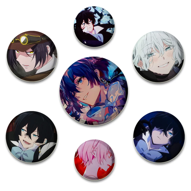 Anime The Case Study of Vanitas Cartoon Round Pin Brooch Badge Snap-in Button Pins Brooches for Clothes Jewelry Accessories Gift