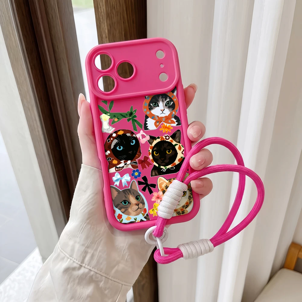 Handyhülle für Samsung Galaxy Note 20 S25 S26 Plus S24 S23 FE S25 S24 Ultra A55 A56 5G Lustiges Kopftuch Katzen-Lanyard Silikonhülle – Detail 5