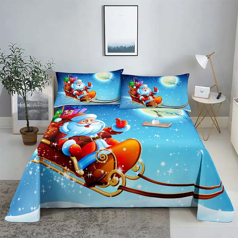 3D Christmas Decor Santa Claus Pattern Print Duvet Cover Full Queen King Size Quilt Cover Pillowcase for Kid Adult Bedroom Decor