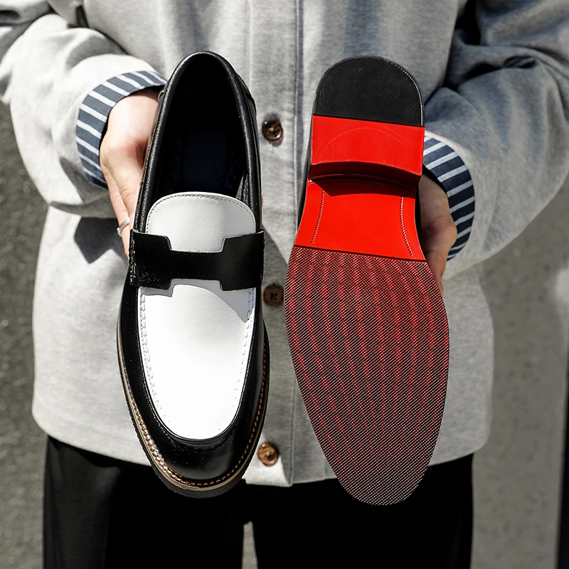 

Men Loafers PU Splicing Low Heel Comfortable Classic Trend Business Banquet Men Shoes