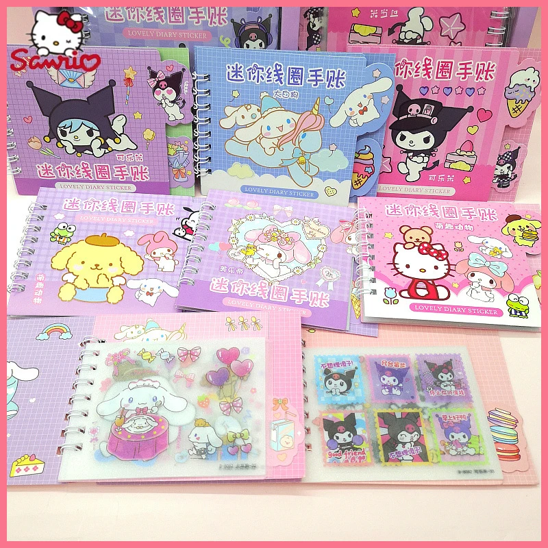 

40pcs Sanrio Cinnamoroll Hellokitty Kuromi Cute Cartoon Sticker Coil Book Girl Pocket Sticker Small Gifts Stationery Wholesale