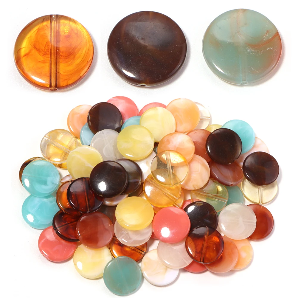 30Pcs 21mm Two-tone Acrylic Disc Beads Colored Flat Round Loose Spacer Bead For DIY Bracelet Necklace Earrings Jewelry Wholesale