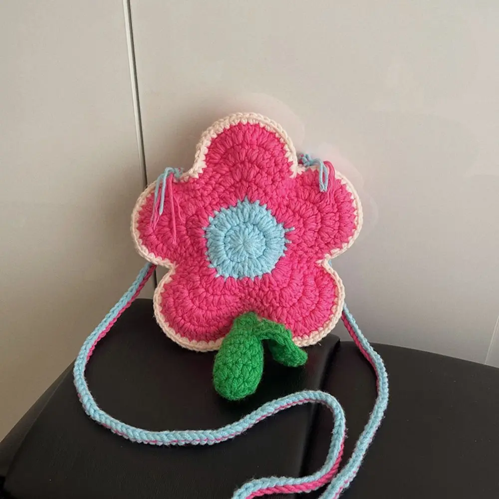 

Bohemian Cotton Crochet Weave Bag Hollow Out Rustic Flower Shoulder Bag Large Capacity Cotton Rope Knitted Crossbody Bag Beach