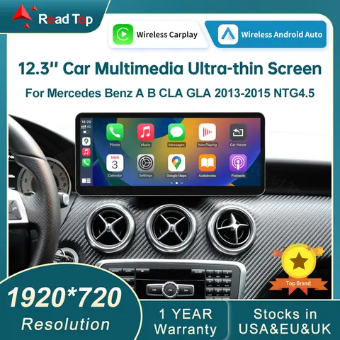 12.3' US  Wireless CarPlay Android Auto Multimedia Display Screen for Mercedes-Benz A W176 B W246 CLA GLA Class 2013 to 2015