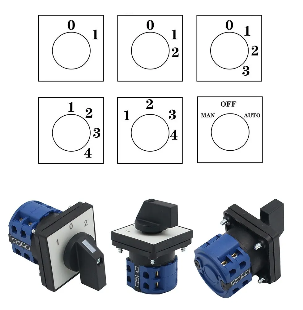 

LW28-20 LW26-20 series Electric 2/3/4 Position 8 Terminals Rotary Cam Changeover Switch with Screws Useful Tool 660V 20A